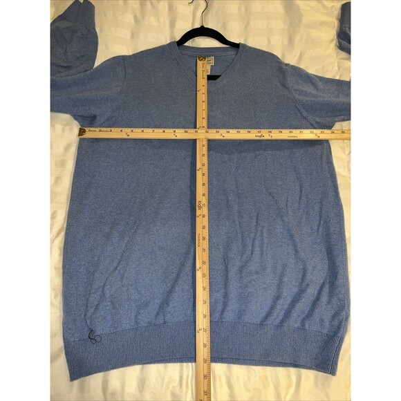 LL Bean V Neck Sweater Men's Cotton Cashmere Blend Long Sleeve Blue XL TALL - Picture 8 of 14